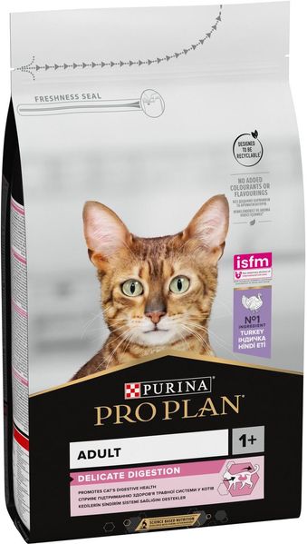 Сухой корм Purina Pro Plan Delicate 10 кг для котов с индейкой (чувствительное пищеварение) п100060 фото