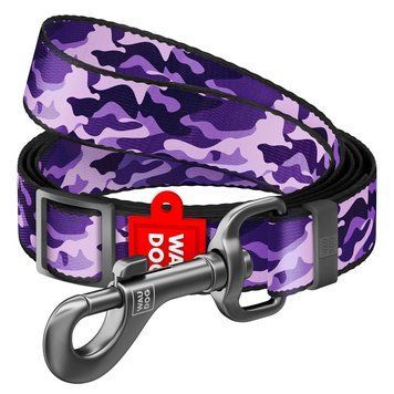 Поводок для собак нейлоновый WAUDOG Nylon, рисунок "Фиолетовый камо", регулируемый, Ш 25 мм, Дл 152-183 см 5307 фото