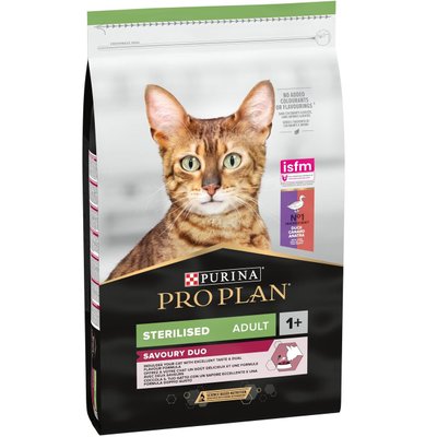 Purina Pro Plan Sterilised 10 кг сухий корм для стерилізованих кішок і котів з качкою 3843 фото