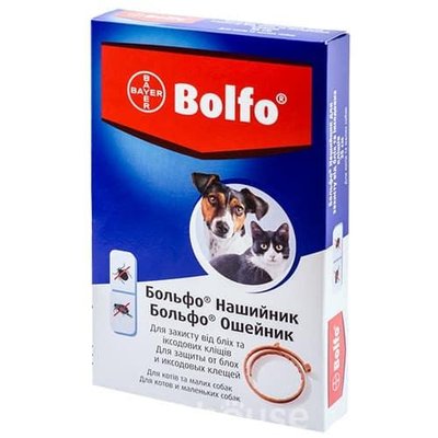 Больфо (Bolfo) нашийник від бліх, вошей і кліщів для котів і малих собак 35 см Bayer 8358 фото