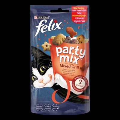 Ласощі для дорослих котів Felix (Фелікс) Party Mix Гриль Мікс (курка, яловичина, лосось), 60 г П124879 фото