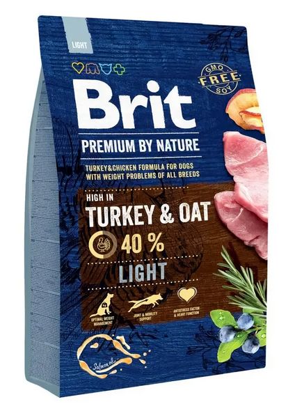 Сухий корм Бріт Brit Premium Dog Light для дорослих собак, 3 кг 170839/6581 фото