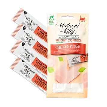 Крем-снек для кішок Natural Kitty Fuctional Creamy Treat Chicken Puree куряче пюре (контроль ваги/для стерилізованих) 4 х 12 г вSNK24015 фото