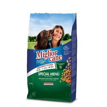 Полнорационный сухой корм Migliorcane Special Menu для взрослых собак с курицей, злаками и овощами (поддержка пищеварения), 10 кг В01031 фото