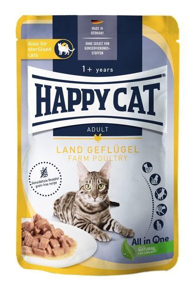 Влажный корм Happy Cat Culinary Land-Geflugel с птицей для кошек (кусочки в соусе) Акция 4+1 (5 х 85 г) 1005194-5 фото