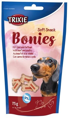 Trixie TX-31491 Soft Snack Bonies 75г-ласощі для собак зі смаком яловичини та птиці 14833 фото