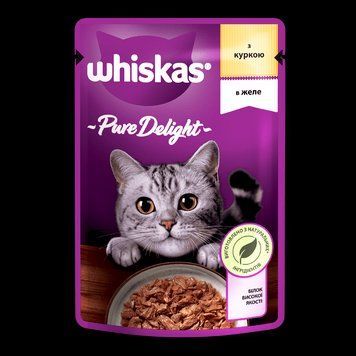 Whiskas (Вискас) Pure Delight с курицей в желе для взрослых кошек 85 г 447558 фото