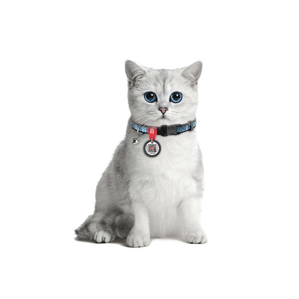 Нашийник для котів нейлоновий WAUDOG Nylon з QR-паспортом, малюнок "Етно синій", пластиковий фастекс, Ш 10 мм, 5266 фото