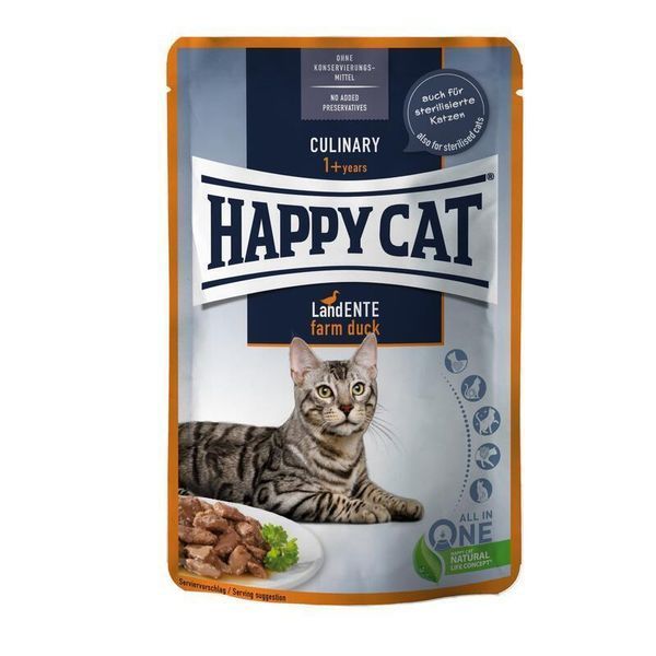 Вологий корм Happy Cat (Хепі Кет) Culinary Land-Ente з качкою для кішок (шматочки в соусі), 85 г 1005196 фото