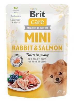 Вологий корм Бріт Brit Care Mini pouch для собак філе кролика і лосося в соусі 85 г 100913/100218/4432 фото