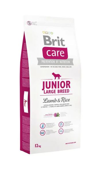 Сухой корм для щенков и молодых собак крупных пород Брит Brit Care Junior Large Breed Lamb&Rice, 12 кг 132703/9836 фото