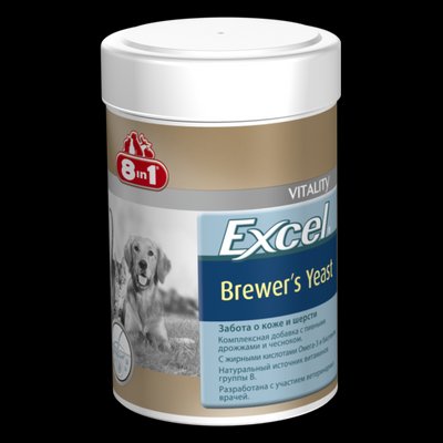Пивні дріжджі 8 in 1 Excel Brewers Yeast для кішок і собак 140 таблеток (для шкіри і шерсті) 660469/109495 фото