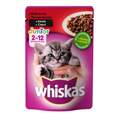 Whiskas Junior (пауч) Консерви для кошенят з яловичиною в соусі / 100 гр 901823 фото