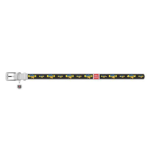 Нашийник для собак шкіряний WAUDOG Design з QR-паспортом, малюнок "Дом", XL, Ш 35 мм, Д 46-59 см, білий 3606-0230-15 фото