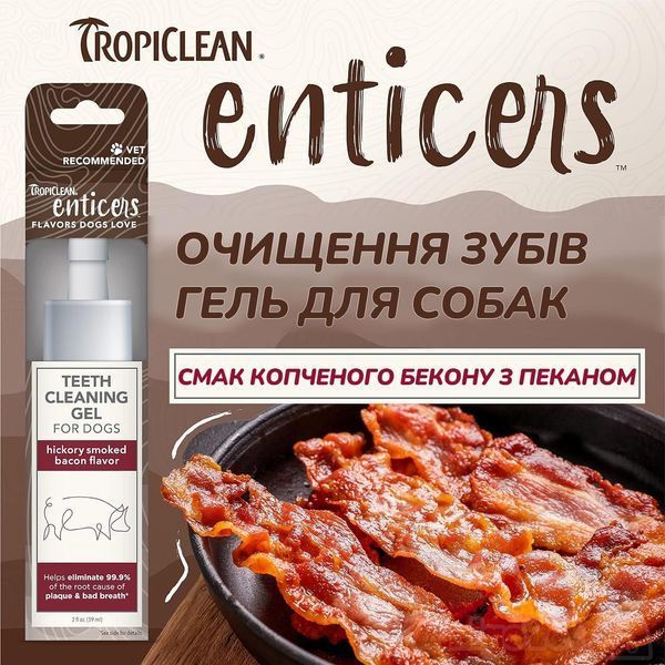 Гель для чищення зубів для собак TropiClean зі смаком копченого бекону з пеканом, 59 мл 004481 фото