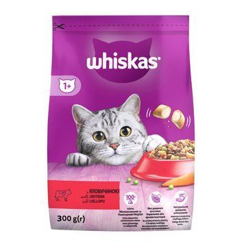 Сухой корм Whiskas (Вискас) для взрослых кошек с говядиной, 300 г 449852 фото