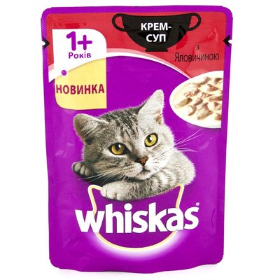 Whiskas Крем-Суп (пауч) Консерви для кішок з яловичиною в соусі / 85 гр 901824 фото