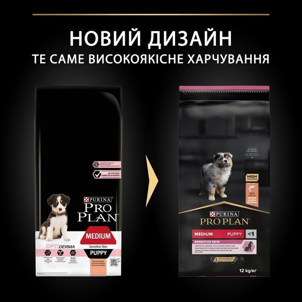 Сухой корм Pro Plan Medium Puppy Sensitive Skin для средних щенков с чувствительной кожей с лососем 12 кг п100099 фото