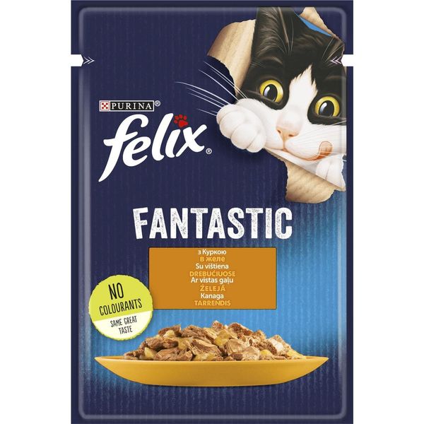 Влажный корм Феликс Felix Fantastic консервы для кошек с курицей в желе 85 г 442031 фото