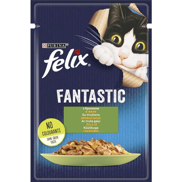 Влажный корм Феликс Felix Fantastic консервы для кошек с кроликом в желе 85 г 442352 фото