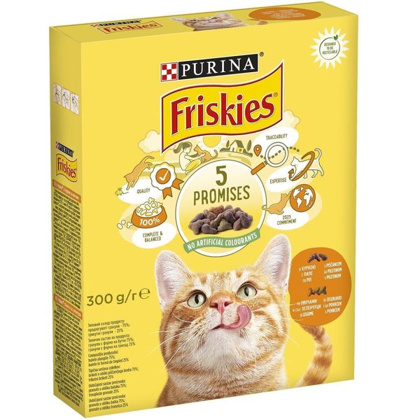 Сухий корм Фрискис Friskies для котів з куркою та овочами 300 г п100002 фото