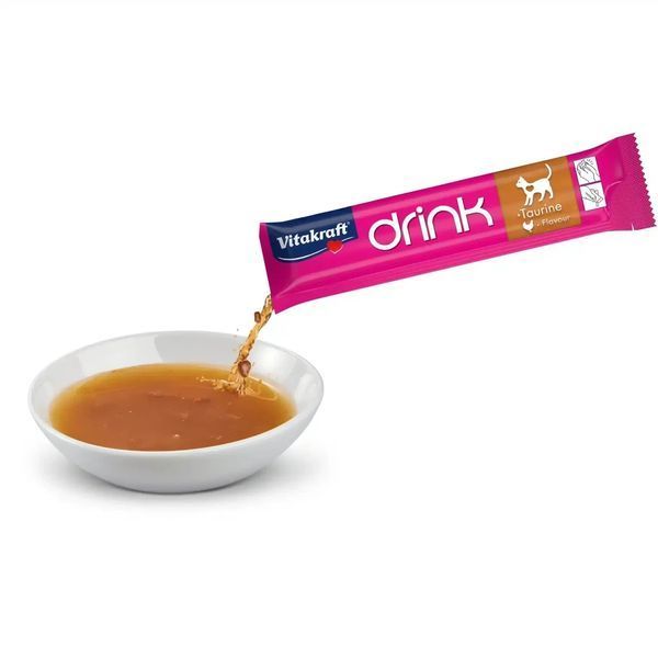 Аппетитный напиток для кошек кусочками мяса Витакрафт Vitakraft CAT DRINK со вкусом курицы и таурина 5 шт &times; 30 г В57999 фото