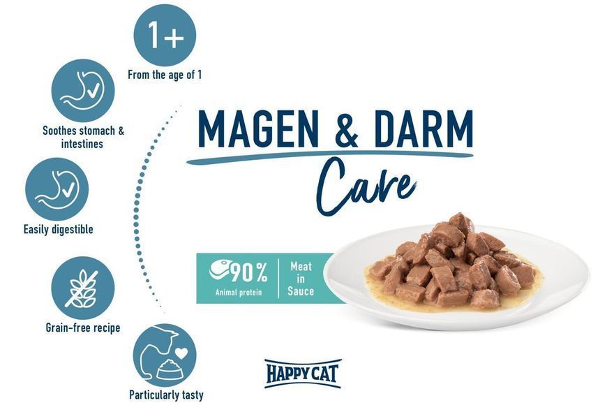 Влажный корм Happy Cat Magen&Dar с птицей для кошек с чувствительным пищеварением (кусочки) Акция 4+1 (5х85 г) 1005197-5 фото