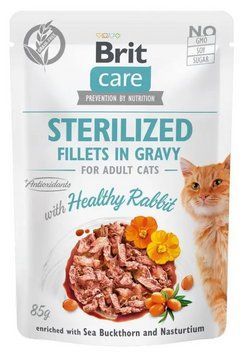Влажный корм для кошек Брит Brit Care Cat pouch для стерилизованных 85 г (кролик в соусе) 100526/0488 фото