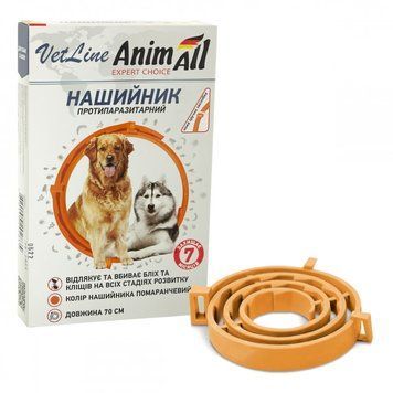 AnimAll Ветлайн ошейник противопаразитарный для котов и собак 70 см оранжевый 69639 фото