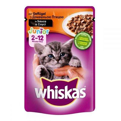 Whiskas JUNIOR 100 гр консерва для кошенят з домашньою птицею в соусі / 100 гр 901826 фото