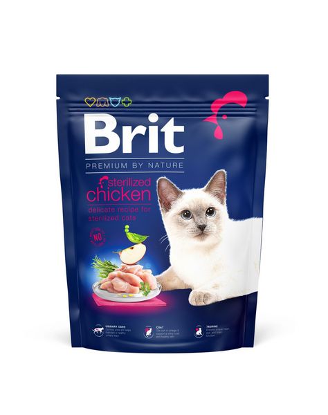 Сухой корм Брит Brit Premium by Nature Cat Sterilized с курицей для кошек, 300 г 171846 фото