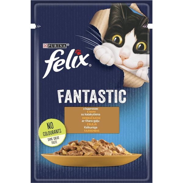 Влажный корм Феликс Felix Fantastic консервы для кошек с индейкой в желе 85 г, Purina 441881 фото