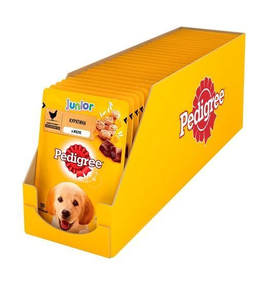 Pedigree (Педигри) влажный корм для щенков с курицей в желе 100 г (блок 24 шт) 167227 фото