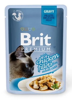 Вологий корм для котів Бріт Brit Premium Куряче філе в соусі для котів 85 г 111250/524 фото