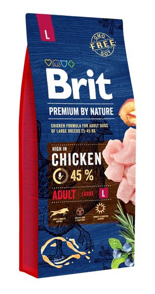 Сухой корм Брит Brit Premium Adult L для взрослых собак крупных пород, 15 кг 170827/6468 фото