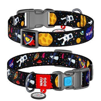 Нашийник для собак нейлоновий WAUDOG Nylon з QR-паспортом, малюнок "NASA", пластиковий фастекс, Ш 20 мм, Дл 4749 фото
