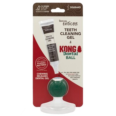 Набір для догляду за ротовою порожниною TropiClean Enticers Kong Dental Ball кулька+гель для дрібних собак, розмір S в7034 фото