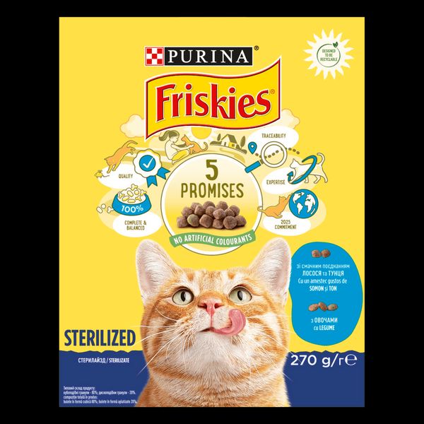 Сухой корм Фрискис Friskies Sterile для стерилизованных кошек с лососем и овощами 270 г п100005 фото