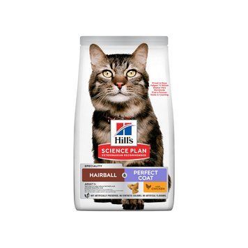 Сухой корм Хиллс Hill's SP Hairball & Perfect для взрослых кошек для выведения комочков шерсти с курицей 3 кг 608548 фото