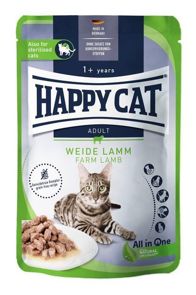 Вологий корм Happy Cat Culinary Weide Lamm з ягнятком для котів (шматочки в соусі) Акція 4+1 (5 х 85 г) 1005201-5 фото