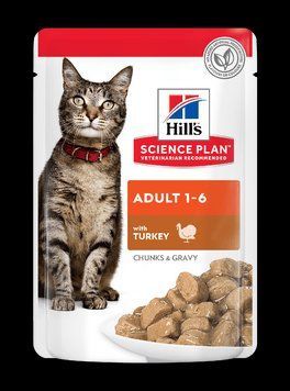 Вологий корм Hill's Хіллс SP Adult для дорослих котів з індичкою, пауч 85 г 604004 фото