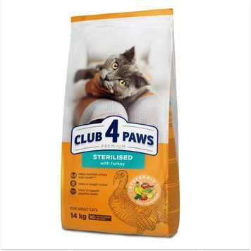 Сухий корм CLUB 4 PAWS (Клуб 4 Лапи) Преміум для стерелізованих кішок з індичкою, 14 кг 4820269145009 фото