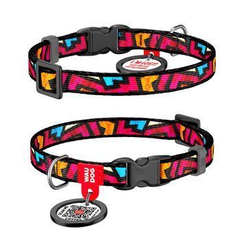 Ошейник для собак нейлоновый WAUDOG Nylon c QR паспортом, рисунок "Граффити", пластиковый фастекс, Ш 10 мм, Дл Collar5232 фото