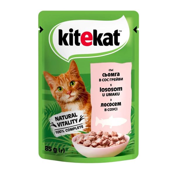 Kitekat Natural Vitality (Пауч) Консервы для кошек с лососем в соусе, 85 г 256677 фото