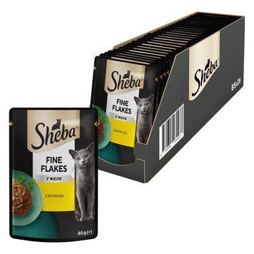 Влажный корм Sheba (Шеба) cij POU для взрослых кошек с курицей в желе 85 г (блок 28 шт) 460623 фото