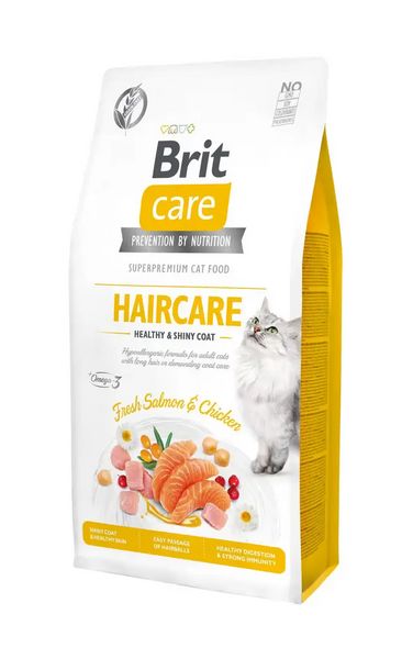 Сухой корм для длинношерстных кошек Брит Brit Care Cat Haircare Healthy&Shiny Coat с лососем и курицей, 400 г 171307/0891 фото