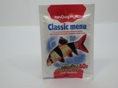 Корм для риб Акваріус Класик меню потопаючі пелети 40г 5165 фото