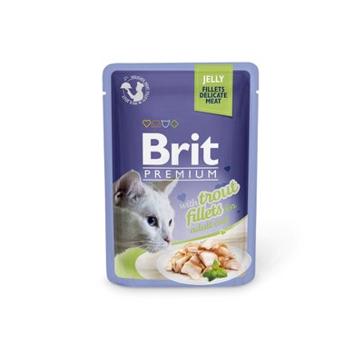 Вологий корм Brit Premium Cat pouch Шматочки філе форелі в желе 85г 111243/494 фото