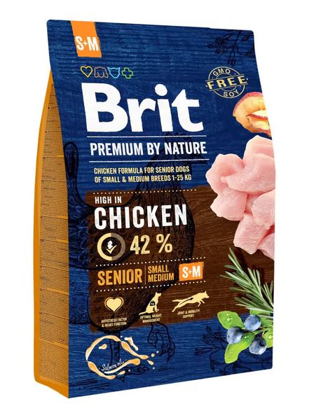 Сухой корм Брит Brit Premium Senior S+M с мясом курицы для взрослых собак мелких и средних пород, 3 кг 170820/6390 фото