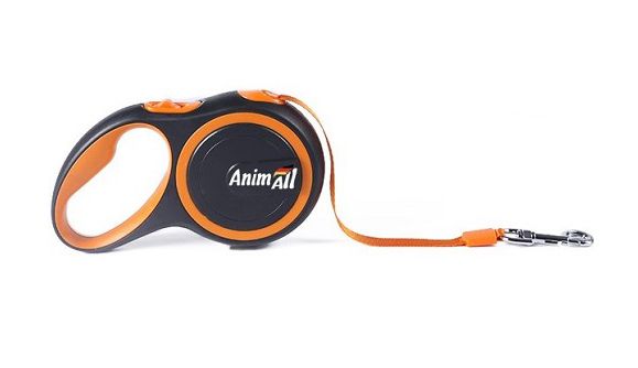 Поводок-рулетка AnimAll М до 25 кг, 5метров М (Оранжево-чёрный) 60701 фото